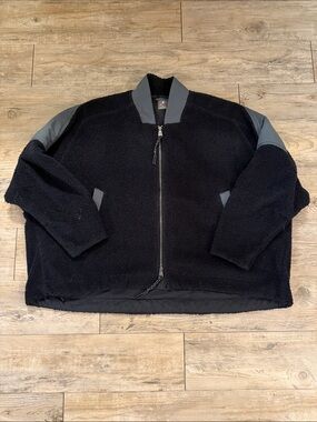 FP Movement Black Sherpa Zip-Up Jacket with Gray Trim
